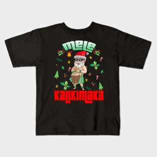 Mele Kalikimaka Christmas Santa Shaka Hawaii Kids T-Shirt